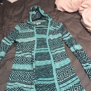 Mint green navy blue cardigan